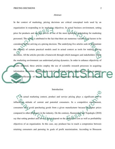 Setting Prices for Products and Services