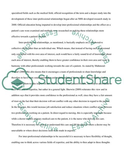 The Dynamics of Inter-Professional Relationships