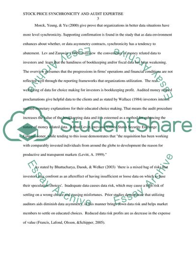 Stock Price Synchronicity and Audit Expertise