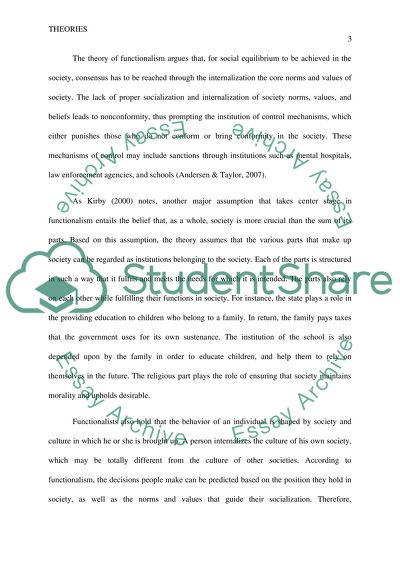 Functionalism and Other Theories in Sociology