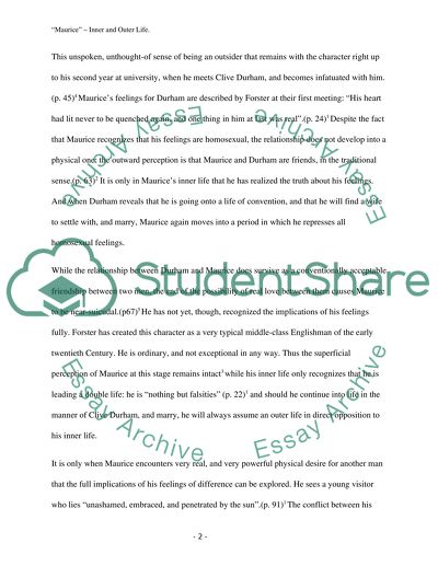 Inner and Outer Life in E.M. Forsters Maurice