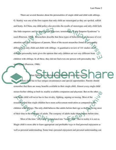 Difference in Relationship of Parents with their Only Child or Child with Siblings