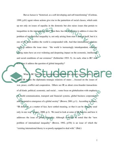 International Relations on the Issues of Global Inequality