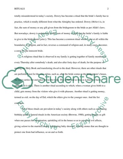 Traditions of a Society: Rituals