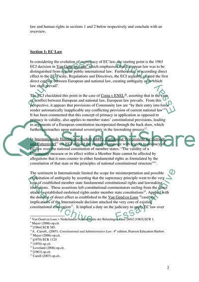 The Effect of European Law and Human Rights on the Lawmaking Process in the UK