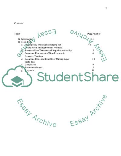 Economic Framework of Non-Renewable Resource Taxation