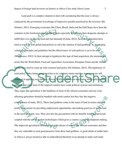 Impact of Foreign Land Investors on Farmers in Africa