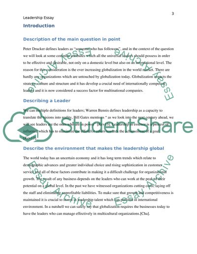 Leadership: Globalization in the World Market