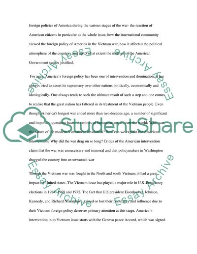 Thesis driven paper on an aspect of the vietnam war