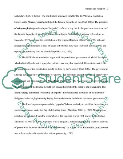 Politics and Religion: the Islamic Republic of Iran