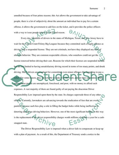 The Driver Responsibility Law