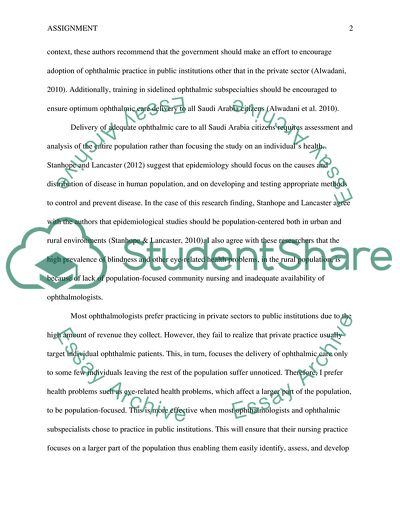 Ophthalmic Care Delivery in Saudi Arabia