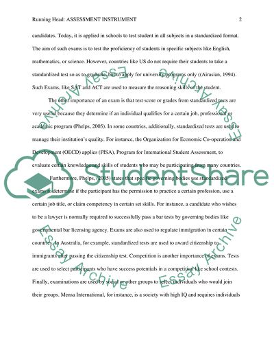 Assessment Instrument Examination