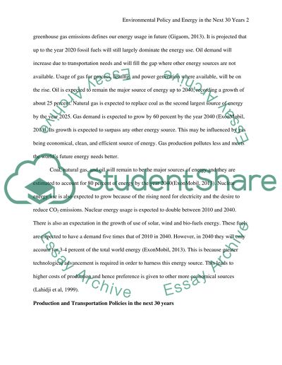 Environmental Policy and Energy in the Next 30 Years