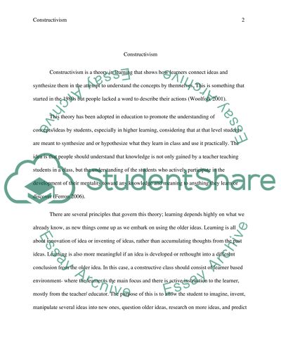 Analysis and Description of the Theory of Constructivism