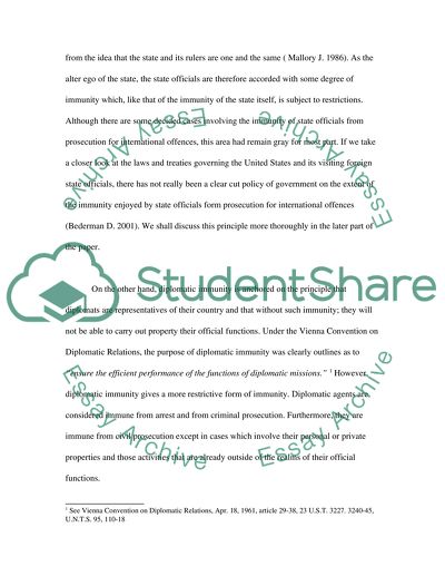 The Idea of Immunity of State Officials