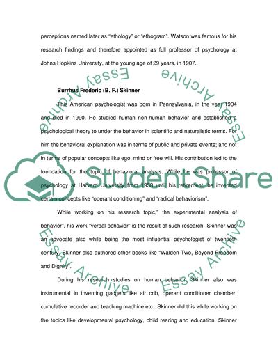 Perspectives of John B. Watson, B.F. Skinner and Edward C. Tolman