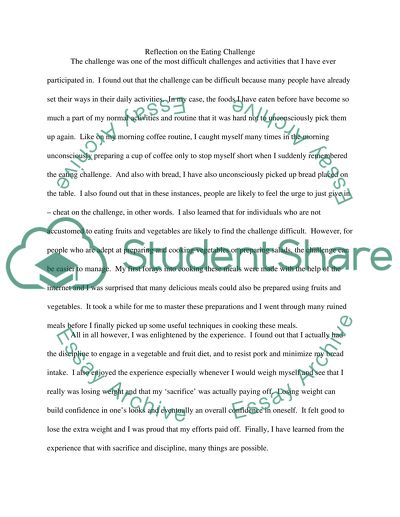 Reflection on the Eating Challenge