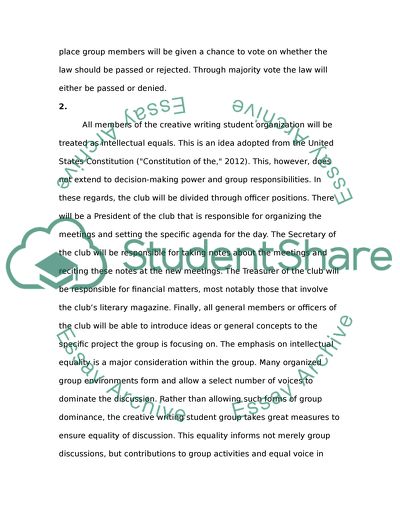 Constitution of a Club for Students Interested in Creative Writing