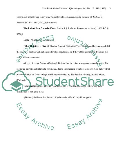 Analysis of the United States v. Lopez Case
