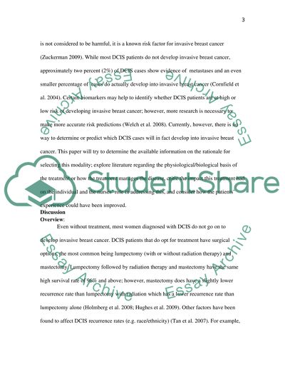 Mastectomy for Ductal Carcinoma in Situ, Impact on Patient