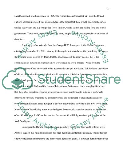 U.S. in the New World Orders Affairs