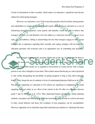 The Issue of Preventing Teenage Pregnancy