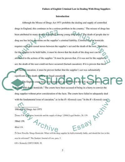 English Criminal Law Fails To Deal With the Drug Supplier