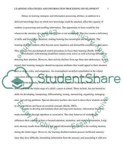 Learning Strategies and Information Processing Development