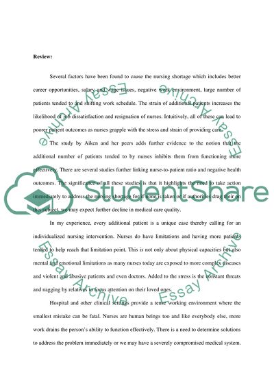 Analysis Article about Job Dissatisfaction of Hospital Nurse Staffing by Aiken