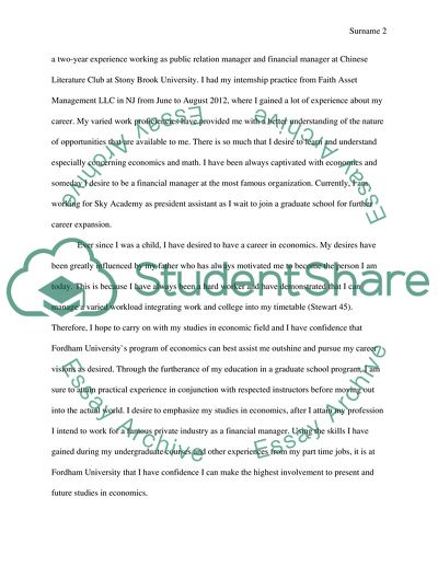 Statement of Intent for apply for graduate school