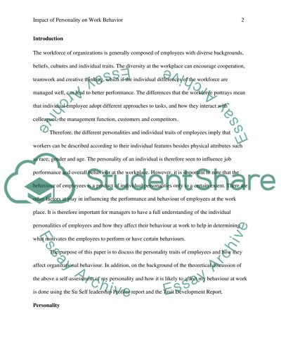 Impact of Personality on Work Behaviour