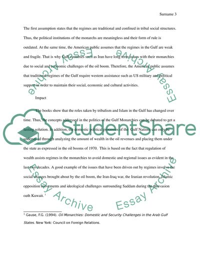 Gulf co-operation Council states (sixoil monarchies):thematic overview