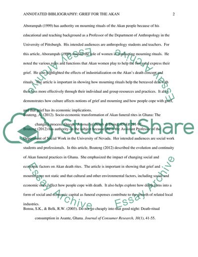 Grief and Mourning for the Akan of Ghana