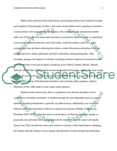 Codes of Ethics in Journalism