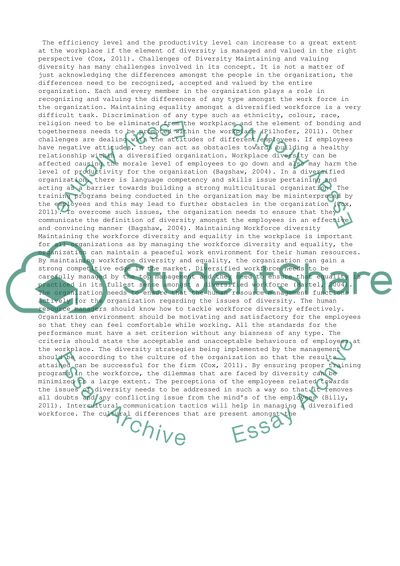 Diversity And Equality At Work: Opportunities And Challenges