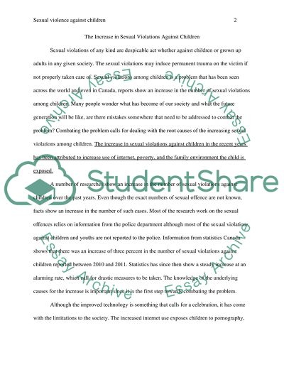 Increase in Sexual violations against children from [year] to [year] (must be recent)