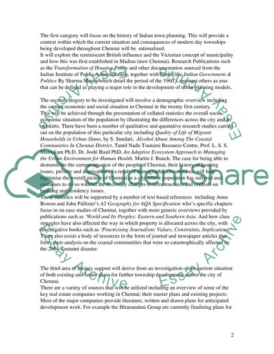 A Preliminary Investigation into Township Planning in and around Chennai City Limits