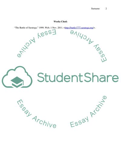 The Battle of Saratoga