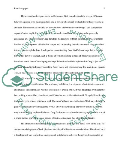 Reaction paper (Greg Stahly)