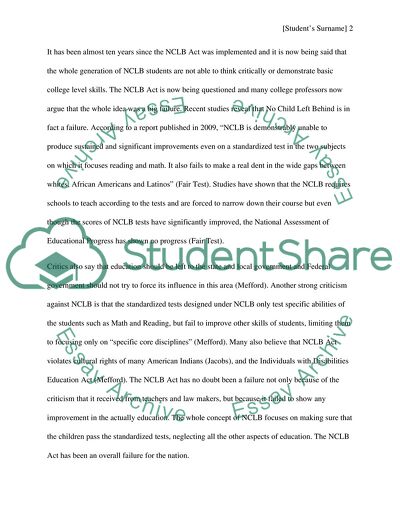 The No Child Left Behind Act