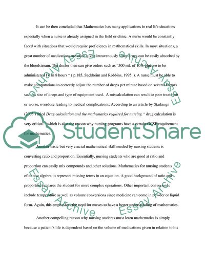 Why Is the Knowledge of Mathematics Imperative for Nursing Students