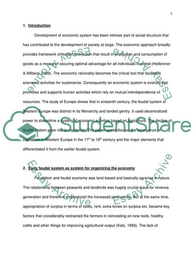 Emergence of Capitalism in Western Europe in 17th to 19th Century