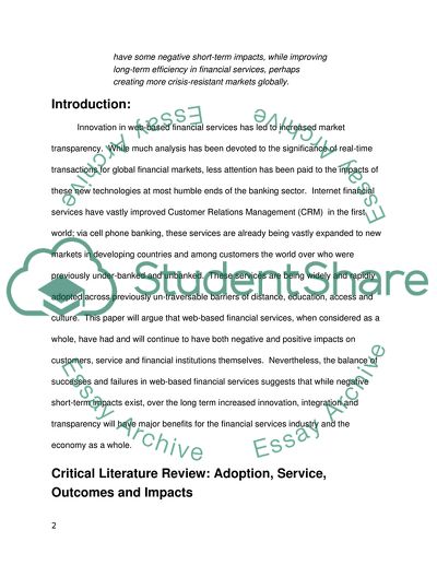 Innovation of Web-Based Financial Service