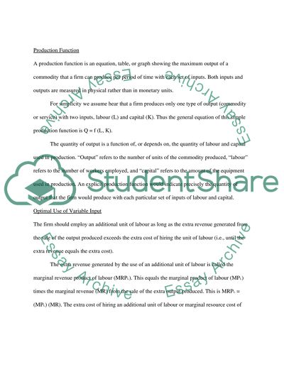 Managerial Economics - Production