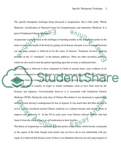 Specific Therapeutic Technique