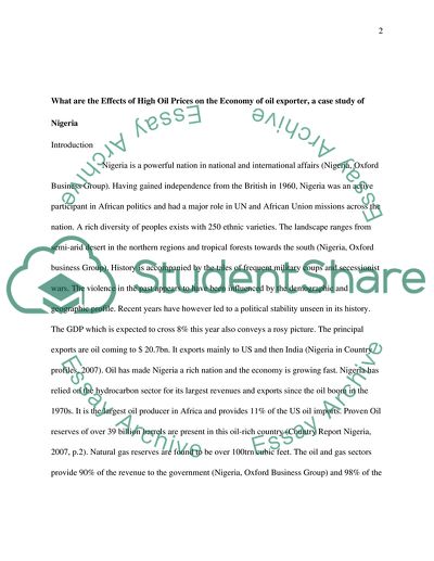 What Are The Effects of High Oil Prices On The Economy of Oil Exporter, a Case Study of Nigeria