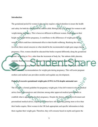 Should the UK Introduce Recommendations for Weight-Gain during Pregnancy