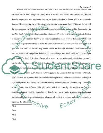 What Factors did Account for South Africas 1994 Transition to Democracy