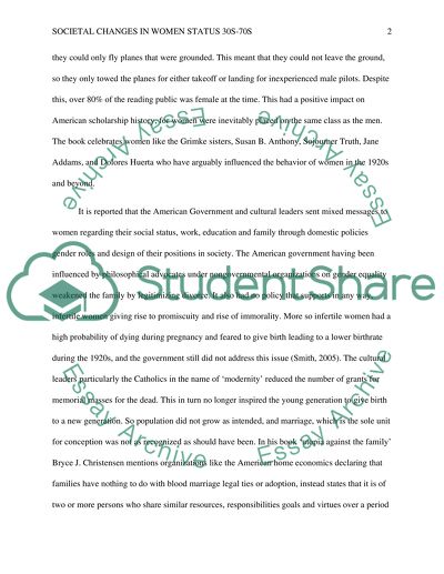 Societal Changes in Women Status 30s-70s